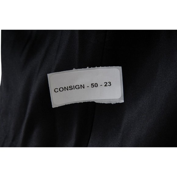 Saint Laurent Womens Maxi Dress Medium 38 Black Silk Ruffle Shoulder Side Split - Picture 14 of 14